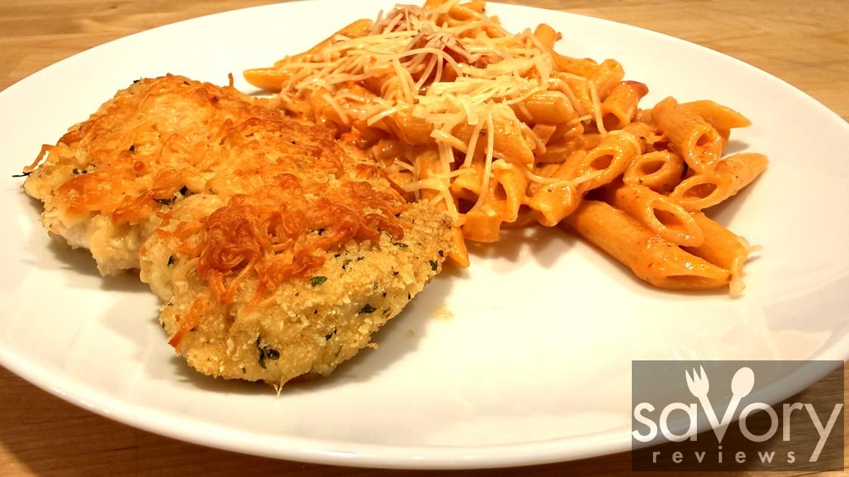 Crispy Parmesan Crusted Chicken with Penne Vodka