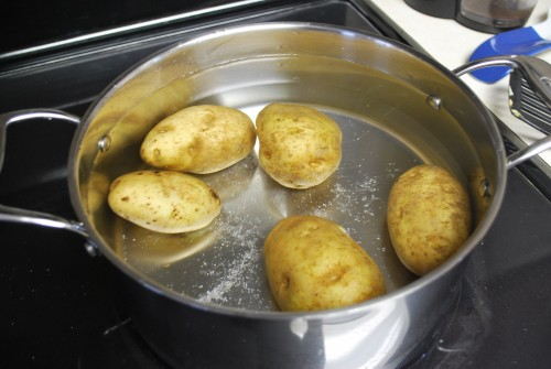 Potatoes in salted water