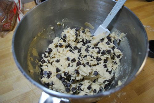 Fold in the Chocolate Chips by hand.