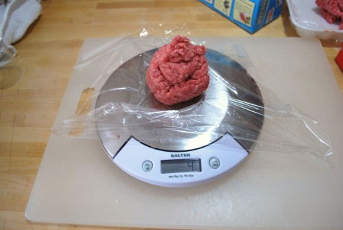 You don't have to weigh the burgers but I was portioning out 3 lbs of meat so weighing made it easier