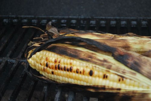 As you can see the husks burn off a bit, but leave the corn perfectly cooked.
