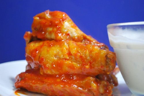 The wings taste great with bleu cheese dressing.
