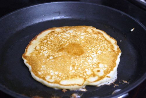 When you flip the pancake it should be perfectly browned and delicious looking.