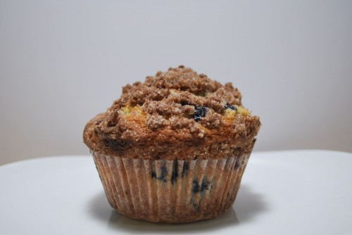 The texture of the crumb topping perfectly compliments the texture of the muffin.