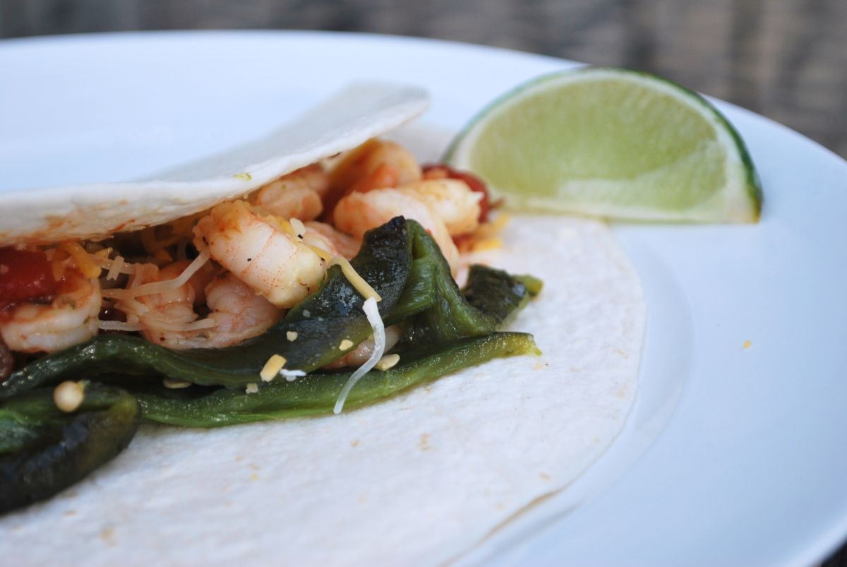 Grilled Shrimp Tacos with Roasted Peppers