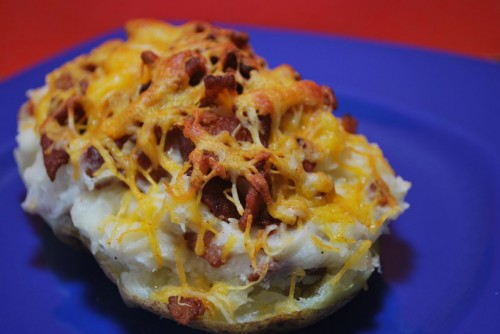 Perfectly cooked twice baked potatoes.
