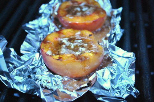 It will melt quickly, but make sure to grill the peaches till soft.