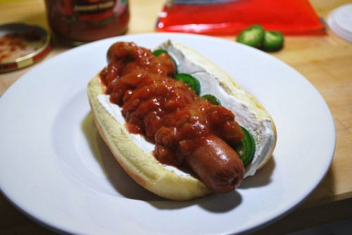 Make sure to remove the hot dog from the water just before you serve so that it is hot.