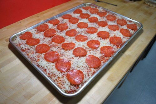 Perfectly lined up pepperoni