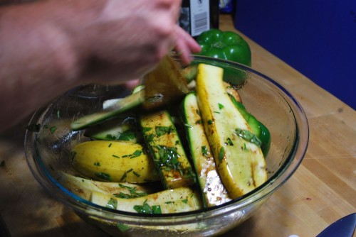 Make sure to stir the marinade so that all of the veggies are coated.
