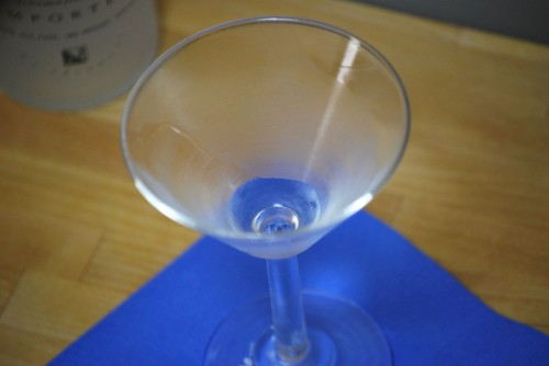 Add the vermouth and then swirl and pour out the excess. Martini and Rossi makes a fine vermouth.