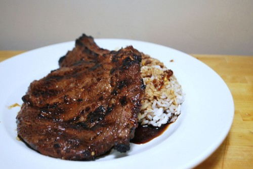 Korean Style Marinated Steak with Rice