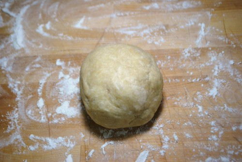 The dough should hold together without falling apart, if it crumbles fold in a tad more water.
