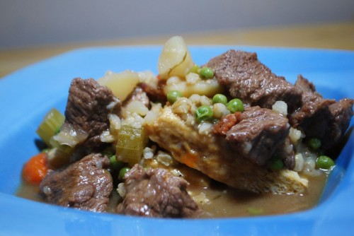 A hearty stew full of beef and beer