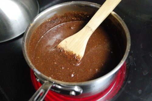 Allow the sugar to dissolve and mixture to boil