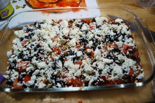 Tomatoes, chilis, black beans and queso