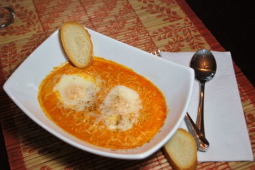 Eggs baked in roasted tomato sauce