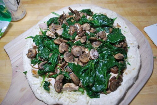 Layer with the chicken and then the spinach mushroom mixture
