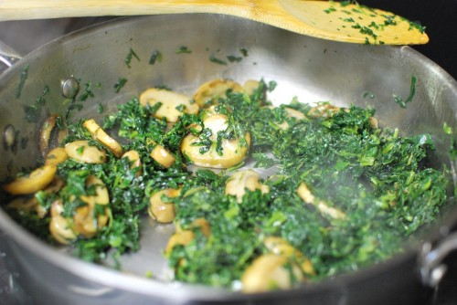 Cook the spinach, Make sure to squeeze all of the water out.