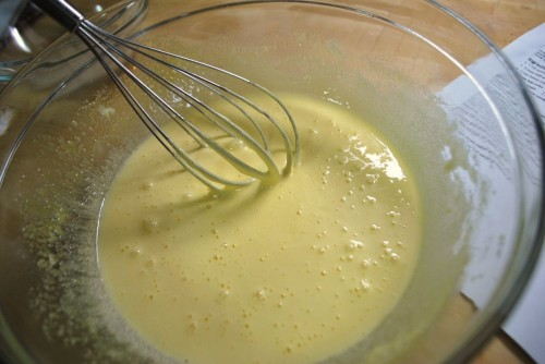 Whisk the eggs and sugar