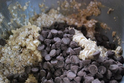 Mix in the chocolate and oatmeal