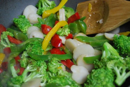 Stir-fry the veggies