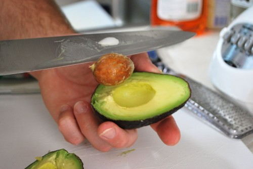 Remove the seed from the avocado