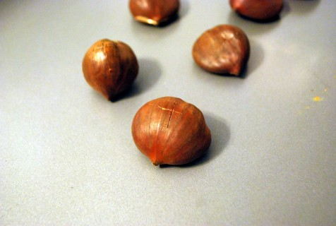 Score the chestnuts