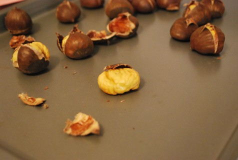 Chestnuts burst open