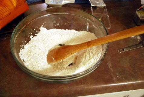 Stir in the flour and sugar