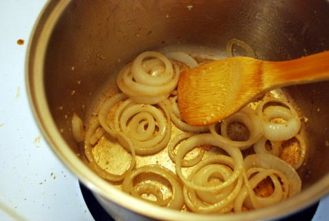 Cook the onions till tender