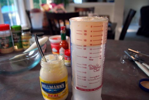 Measure the mayo and sour cream