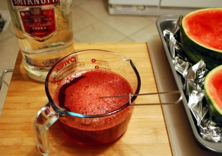 Whisk the jello and then pour into the halves