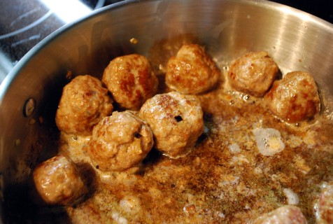 Saute the meatballs over medium-low heat