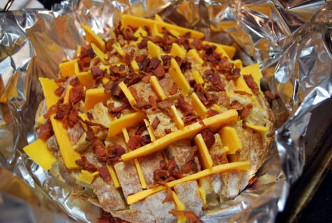 Add the cheese and bacon