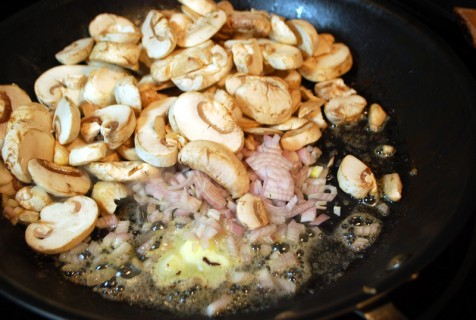 Add the shrooms and shallots