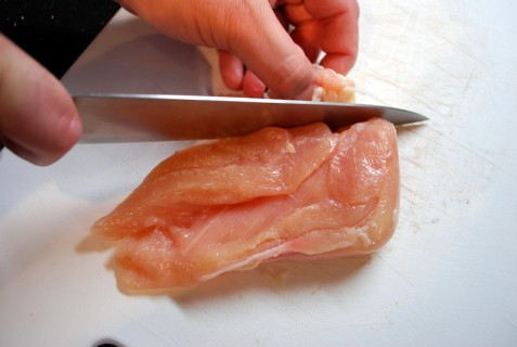 Trim the meat to remove the fat