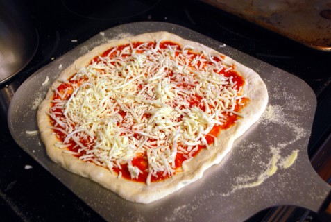 Spread out the dough and top with your favorite toppings