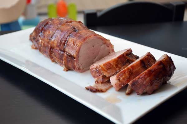 Bacon Wrapped Pork Tenderloin with Balsamic Glaze