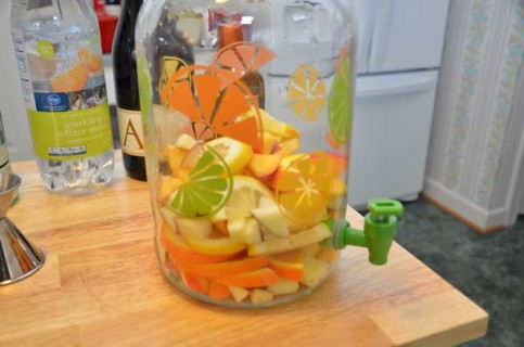 Add the fruit to the jug