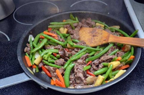 Add the beef back to the stir-fry