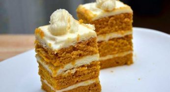 Layered Pumpkin Cake with Orange Cream Cheese Frosting