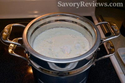 Add milk and cornstarch to a double boiler