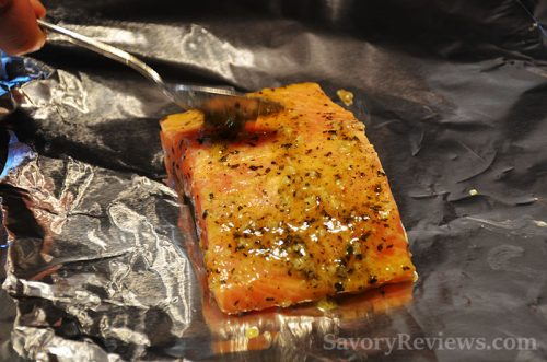 Place on the foil and cover with marinade