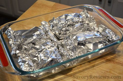 Place foil packets in a dish