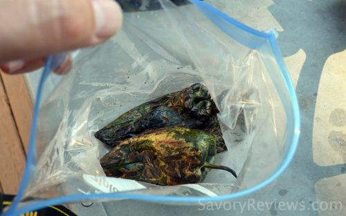 Seal the charred peppers in a bag