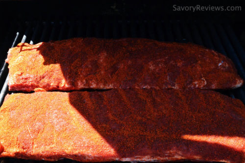 Dust the meat side and allow to sit before placing on the smoker
