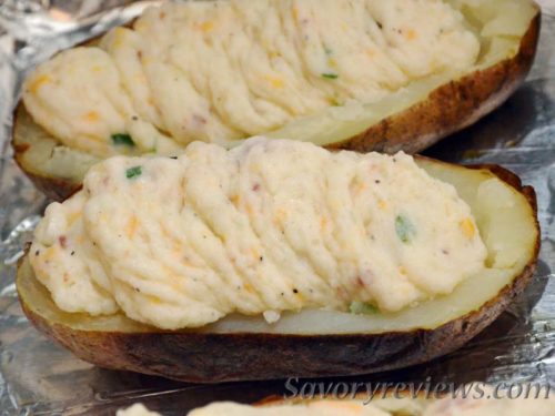 Fill each potato skin with the filling