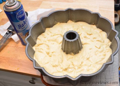 Pour the batter in
